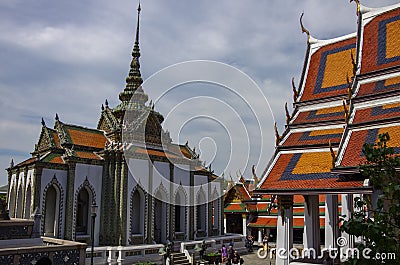 Phra Wiharn Yod at Temple of the Emerald Buddha in Bangkok, Thailand Editorial Stock Photo