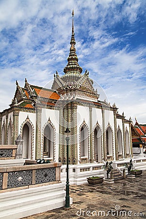 Phra Wiharn Yod at Wat Phra Kaew Stock Photo