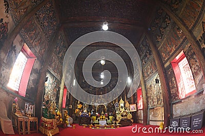 PhraphuththSuthi Mongkol is the main Buddha image in the Wat Thewa Sangkharam Stock Photo