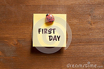 The phrase first day Stock Photo