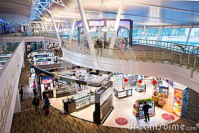 Phuket - 10 febuary 2017 :: duty free shop inside Phuket international airport Editorial Stock Photo