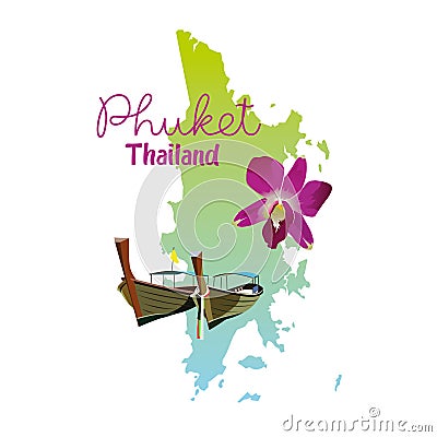 Phuket island map in Thailand Vector Illustration