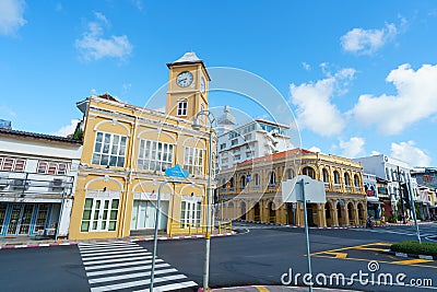 Phuket old town with Building Sino Portuguese architecture at Phuket Old Town area Phuket, Thailand Editorial Stock Photo