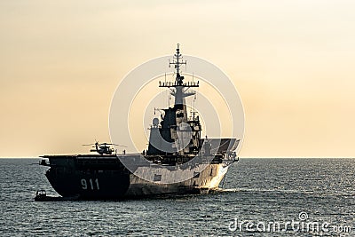 HTMS Chakri Naruebet CVT-911 Aircraft carrier of Royal Thai navy anchors at Andaman Sea Editorial Stock Photo