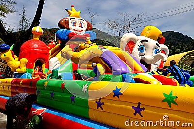 Phuket,Thailand: Children's Inflatable Playground Editorial Stock Photo