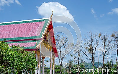 Phuket, Thailand - February 27, 2024: Detailed view of the pagoda at Phuket's largest Buddhist Temple Wat Chalong Editorial Stock Photo