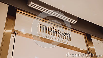 PHUKET, THAILAND - MAY 29, 2022: Melissa brand retail shop logo signboard on the storefront in the shopping mall Editorial Stock Photo