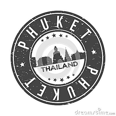 Phuket Thailand Round Stamp Icon Skyline City Vector Seal. Vector Illustration