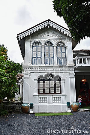 Phuket, Thailand 3 September 2019, The Chinpracha House is a particularly beautiful and well-preserved one of the city`s Sino-Po Editorial Stock Photo