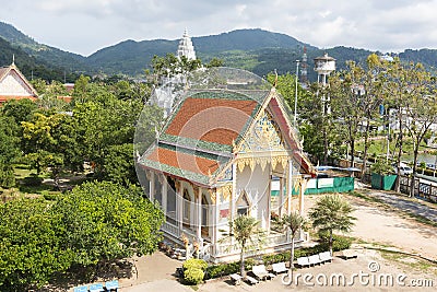 Phuket, Thailand - 04/19/2019:Wat Chalong Temple on sunny summer day at Phuket island, Thailand. It`s the biggest and oldest Editorial Stock Photo