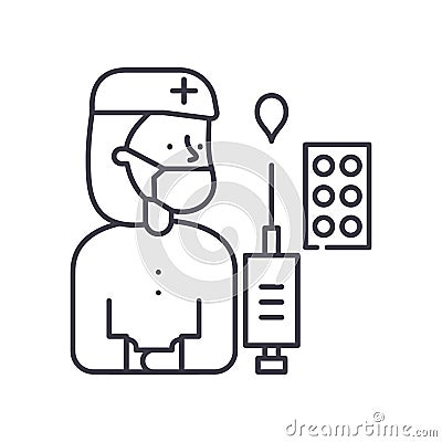 Phycisian icon, linear isolated illustration, thin line vector, web design sign, outline concept symbol with editable Vector Illustration
