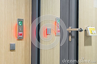 Physical access control at laboratory door Stock Photo