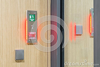 Physical access control at laboratory door Stock Photo