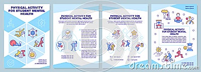 Physical activity for student mental health brochure template Vector Illustration