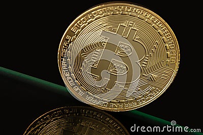 Physical Bitcoin close up Stock Photo