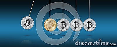 Physical bitcoins. Virtual crypto currency coin. Blockchain technology Stock Photo