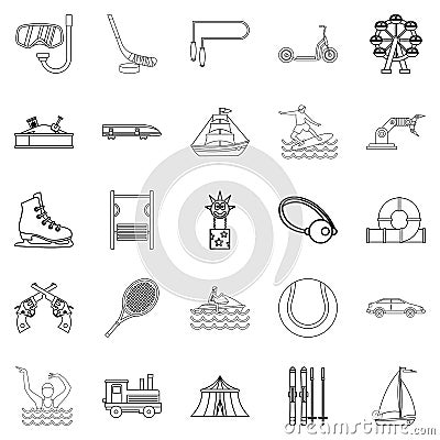 Physical culture icons set, outline style Vector Illustration