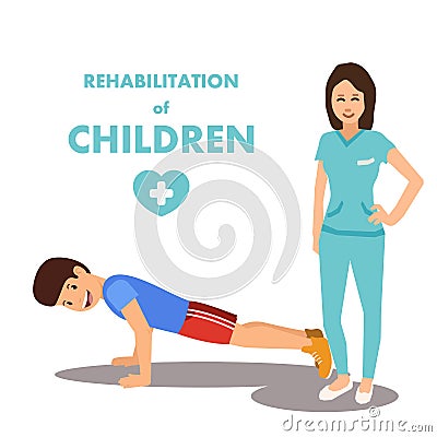 Physical Development and Rehab for Children Advert Vector Illustration