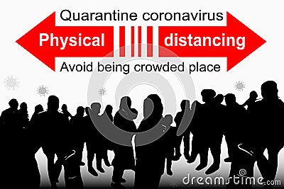 Physical Distancing Warning Sign Stock Photo