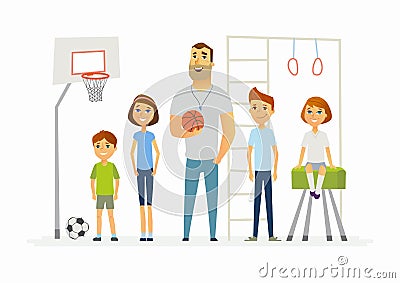 Physical education lesson at school - modern cartoon people characters illustration Vector Illustration