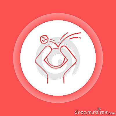 Physical humiliation color button icon. Harassment, beat and violence. Vector Illustration