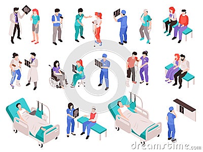 Physical Injury Isometric Set Vector Illustration