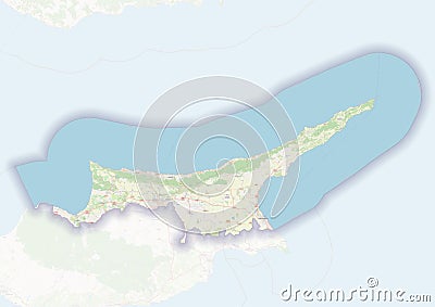 Physical map of the country of Northern Cyprus colored Stock Photo