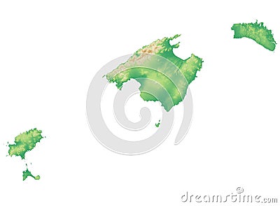 Physical map and satellite view of the Balearic Islands Stock Photo