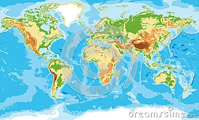 Physical map of the world Vector Illustration