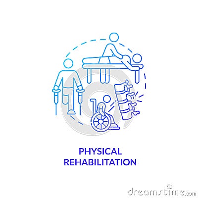 Physical rehabilitation blue gradient concept icon Vector Illustration