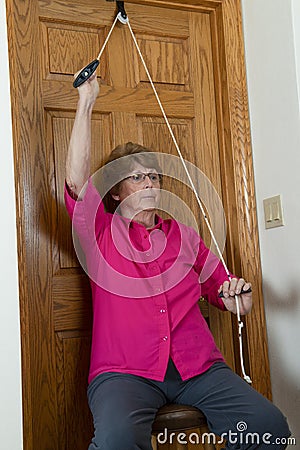 Physical Therapy, Exercise, Elderly Woman Stock Photo