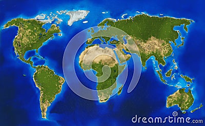 Physical world map Cartoon Illustration