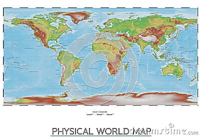 Physical world map Vector Illustration