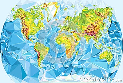 Physical world map in polygonal style Vector Illustration