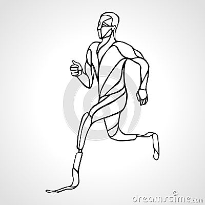 Athlete disabled amputee runner silhouette vector eps10 Vector Illustration