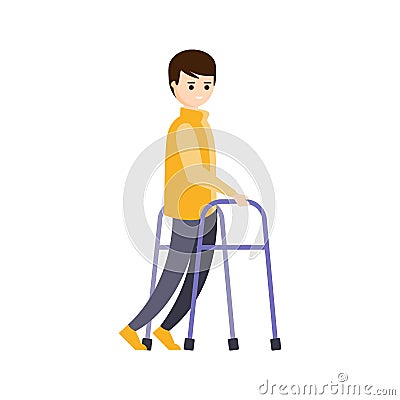 Physically Handicapped Person Living Full Happy Life With Disability Illustration With Smiling Man With Cerebral Vector Illustration