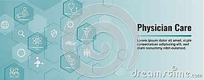 Physician Care Icon Set - Web Header Banner Vector Illustration