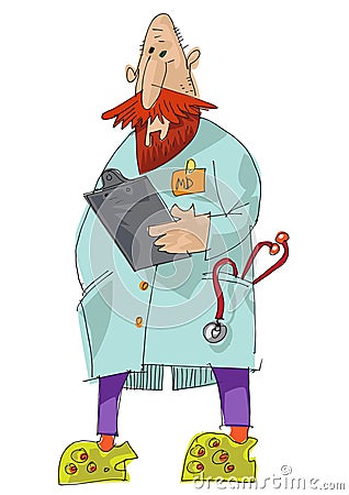 A physician holds notebook. Vector Illustration