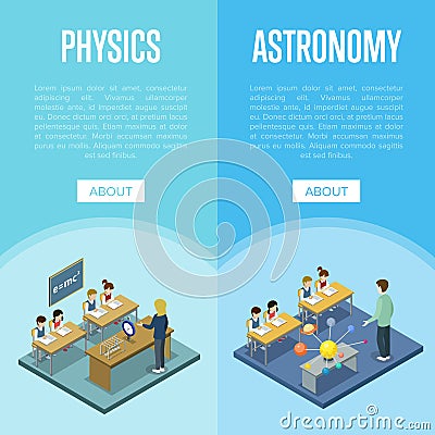 Physics and astronomy lessons at school Vector Illustration