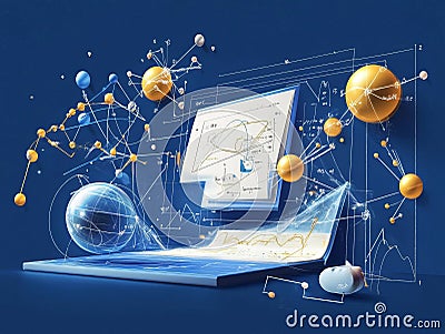 Physics class with models equations and realistic visual style Stock Photo