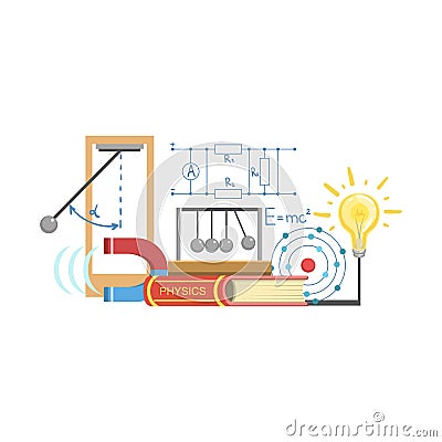 Physics Class Set Of Objects Vector Illustration
