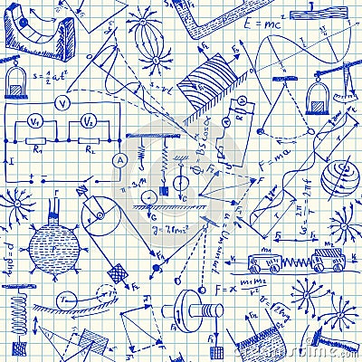 Physics doodles seamless pattern Vector Illustration