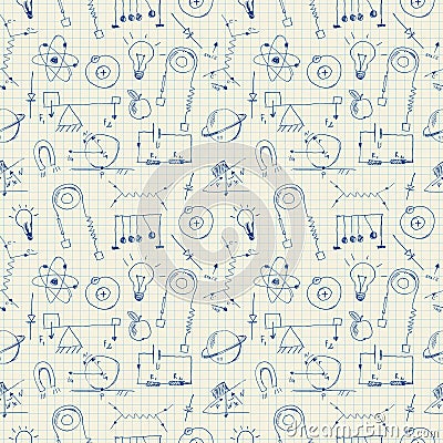 Physics doodles seamless pattern Vector Illustration