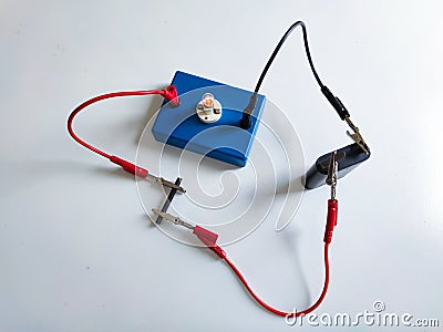 Physics experiment to determine the conductivity of graphite Stock Photo