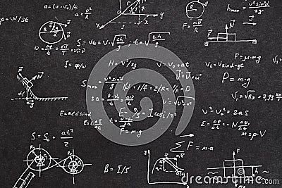 Physics formula chalkboard kinematics calculation Stock Photo