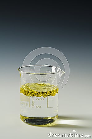 Physics. Immiscible fluids, oil and water. Series. 3 0f 4. Stock Photo