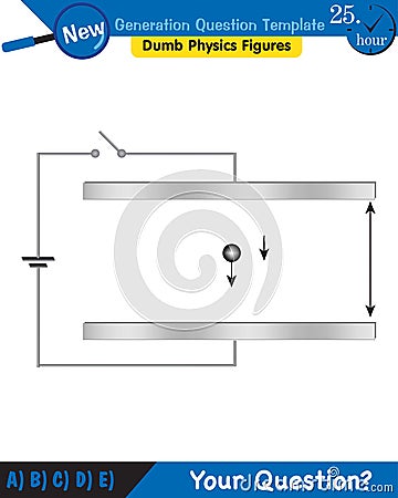 Physics, parallel plate capacitor in circuit, Capacitors, circuit elements Stock Photo