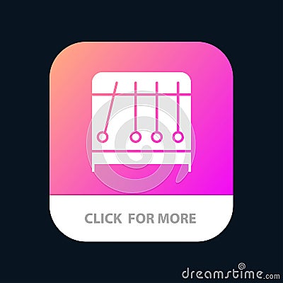 Physics, Pendulum, Science Mobile App Button. Android and IOS Glyph Version Vector Illustration