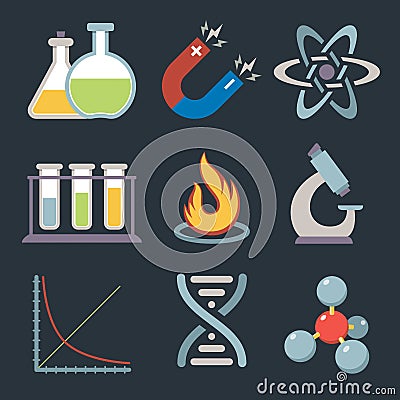 Physics science icons Vector Illustration