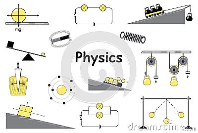 Physics and science icons set Vector Illustration